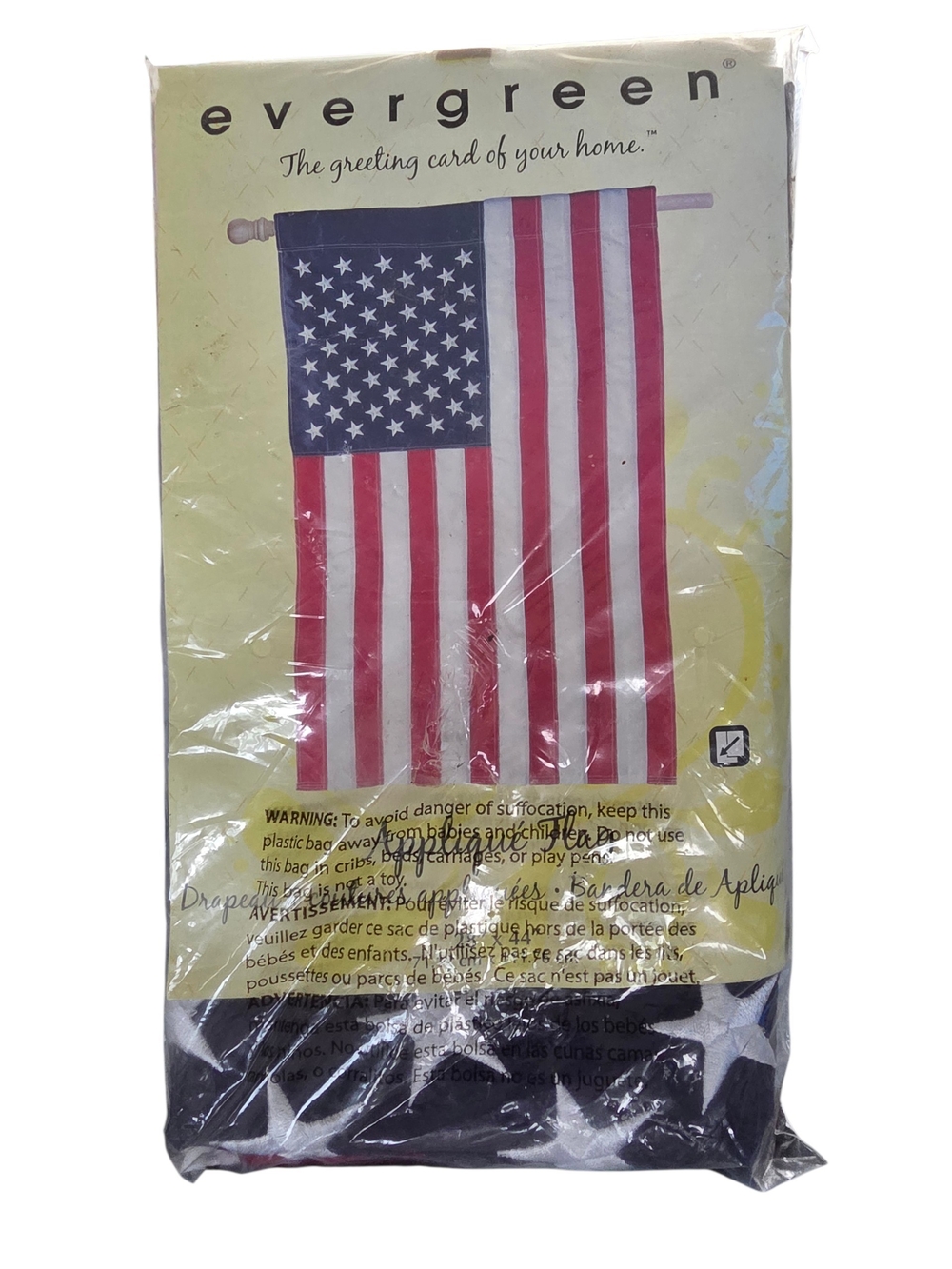 Evergreen Patriotic American Flag Hanging Banner - Red, White & Blue